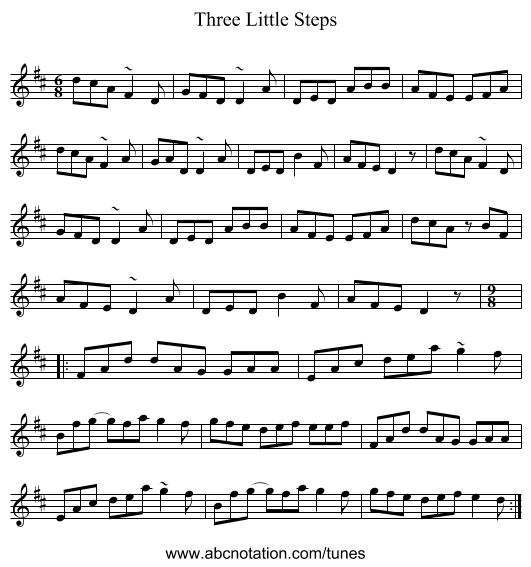 Three Little Steps - staff notation