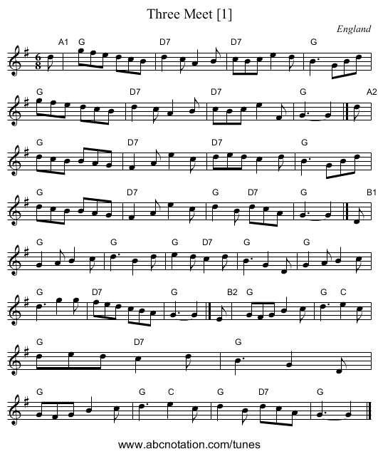 Three Meet [1] - staff notation