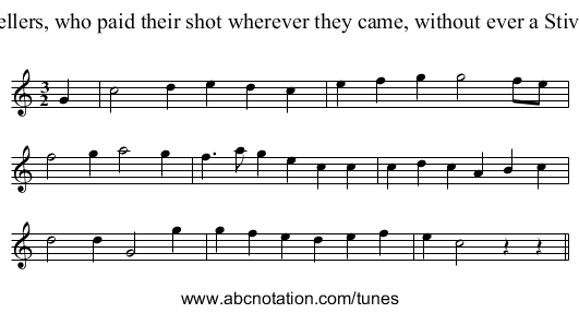 Three Merry Travellers, who paid their shot wherever they came, without ever a Stiver of Money (The) - staff notation
