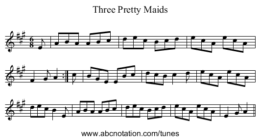 Three Pretty Maids - staff notation