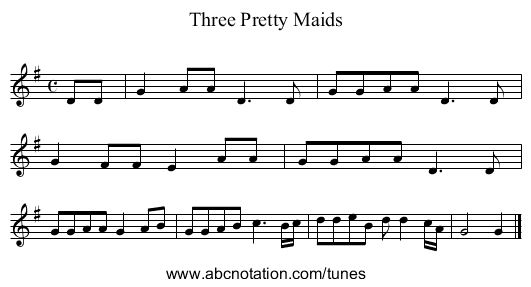 Three Pretty Maids - staff notation