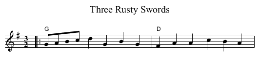 Three Rusty Swords - staff notation