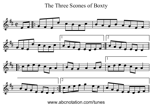 Three Scones of Boxty, The - staff notation