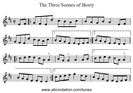 Three Scones of Boxty, The - staff notation