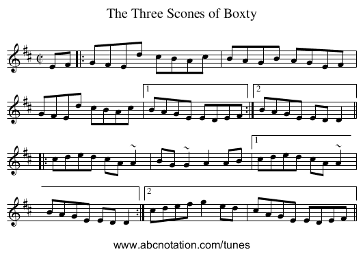 Three Scones of Boxty, The - staff notation