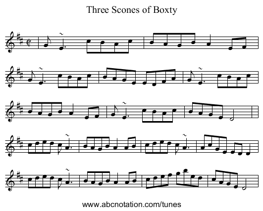 Three Scones of Boxty - staff notation
