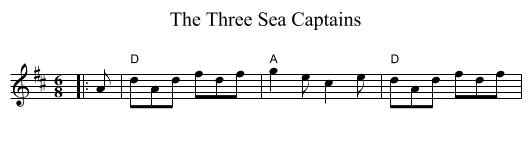 Three Sea Captains, The  - staff notation