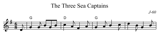 Three Sea Captains, The - staff notation