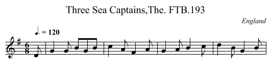 Three Sea Captains,The. FTB.193 - staff notation