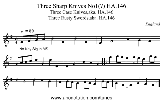Three Sharp Knives No1(?) HA.146 - staff notation
