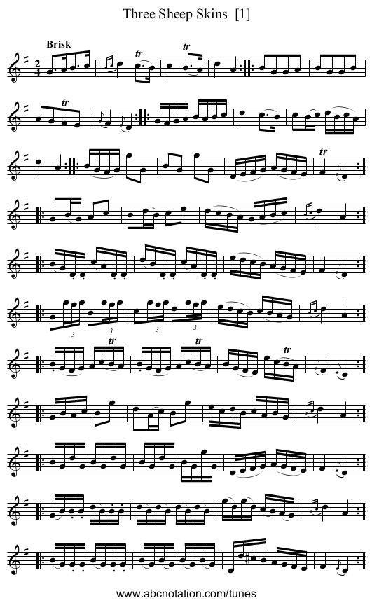 Three Sheep Skins  [1] - staff notation