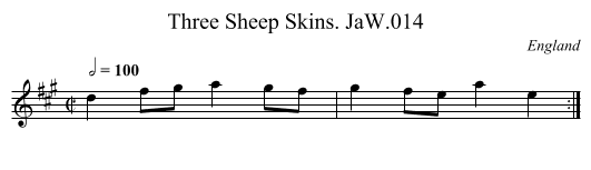Three Sheep Skins. JaW.014 - staff notation