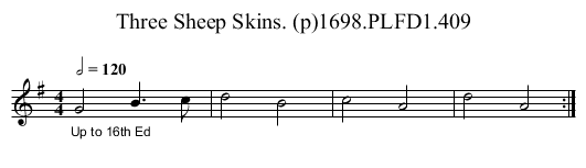 Three Sheep Skins. (p)1698.PLFD1.409 - staff notation