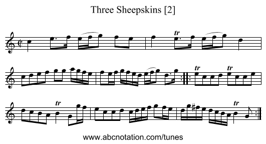 Three Sheepskins [2] - staff notation