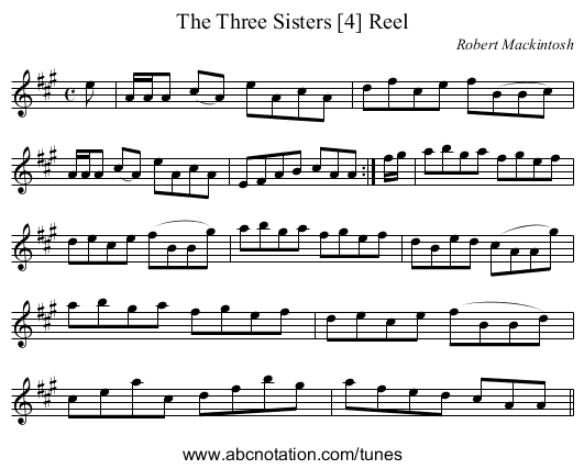 Three Sisters [4] Reel, The - staff notation