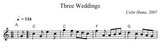 Three Weddings - staff notation