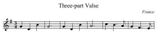 Three-part Valse - staff notation
