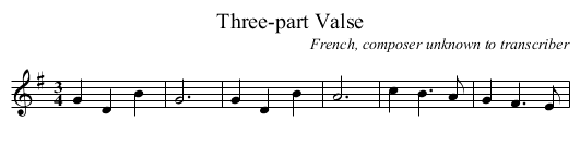 Three-part Valse - staff notation