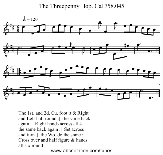 Threepenny Hop. Ca1758.045, The - staff notation
