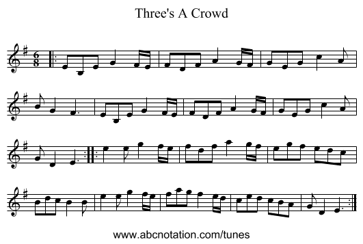 Three's A Crowd - staff notation