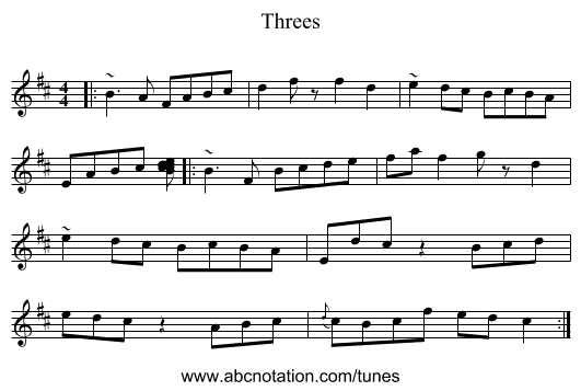 Threes - staff notation