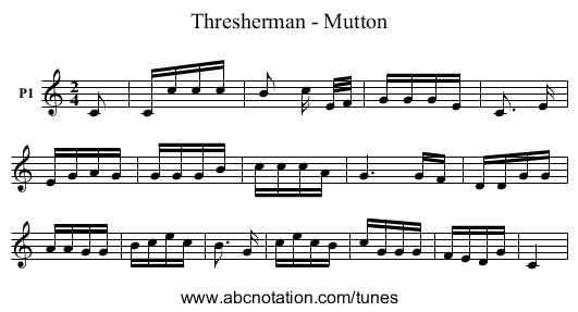 Thresherman - Mutton - staff notation