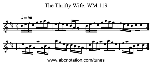Thrifty Wife. WM.119, The - staff notation