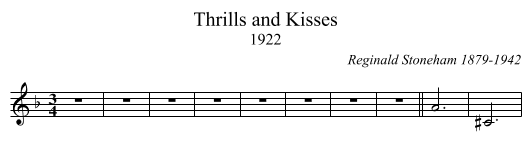 Thrills and Kisses - staff notation