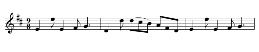 Thro' the Muir at Night - staff notation