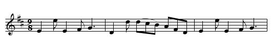 Thro' the Muir at Night - staff notation