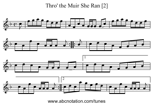 Thro' the Muir She Ran [2] - staff notation