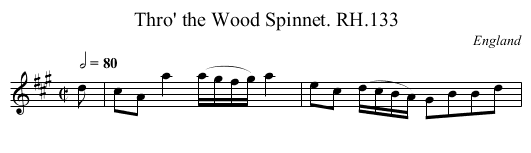 Thro' the Wood Spinnet. RH.133 - staff notation