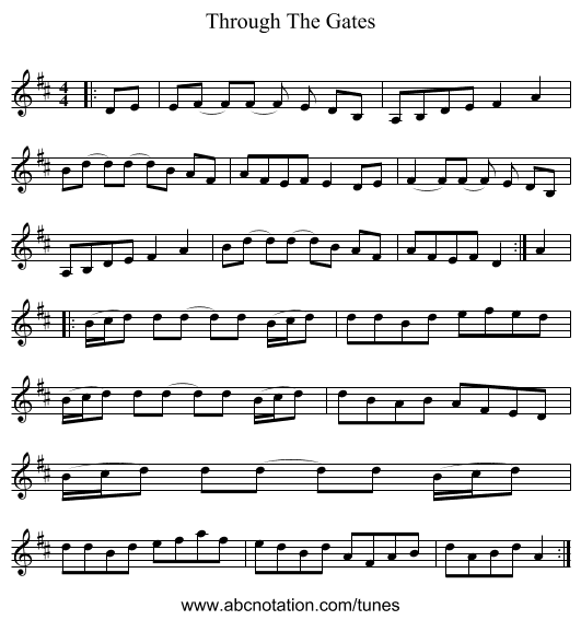 Through The Gates - staff notation