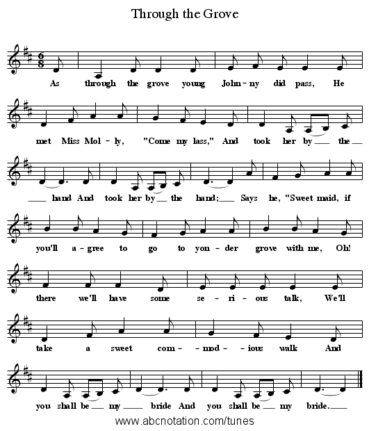 Through the Grove - staff notation