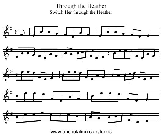 Through the Heather - staff notation