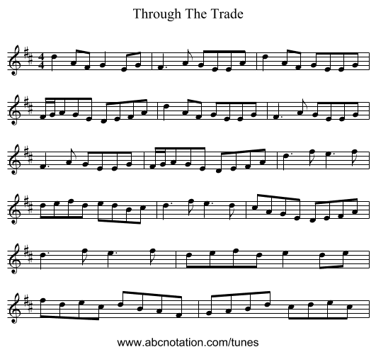 Through The Trade - staff notation