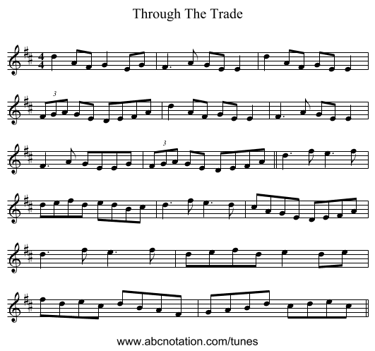 Through The Trade - staff notation
