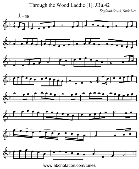 Through the Wood Laddie [1]. JBu.42 - staff notation
