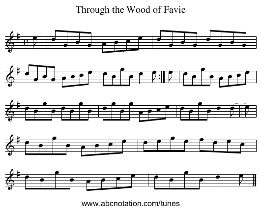 Through the Wood of Favie - staff notation