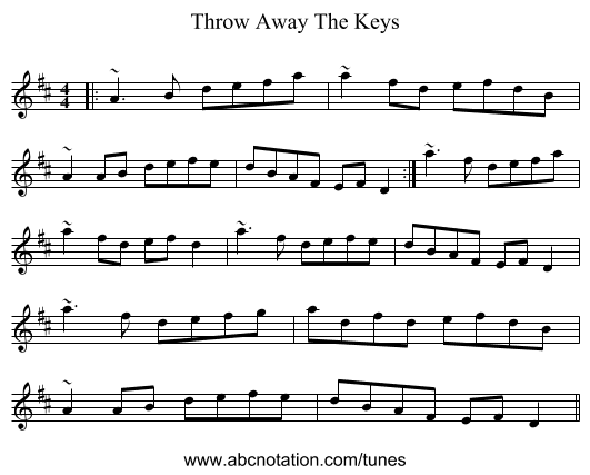 Throw Away The Keys - staff notation