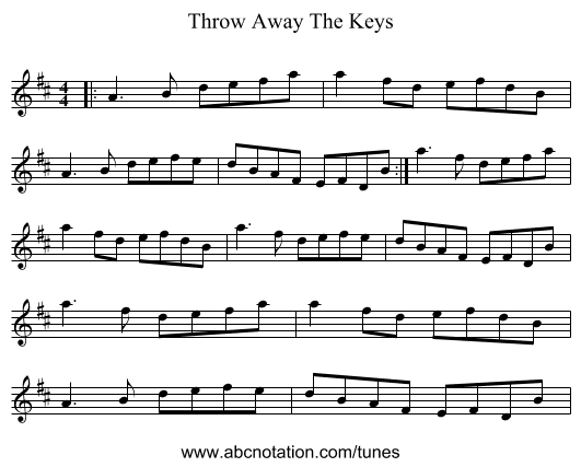 Throw Away The Keys - staff notation