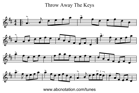 Throw Away The Keys - staff notation