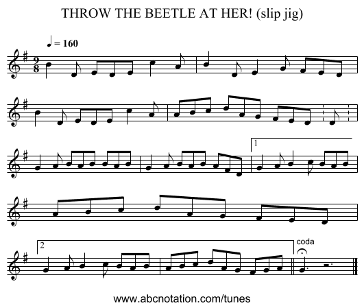 THROW THE BEETLE AT HER! (slip jig) - staff notation