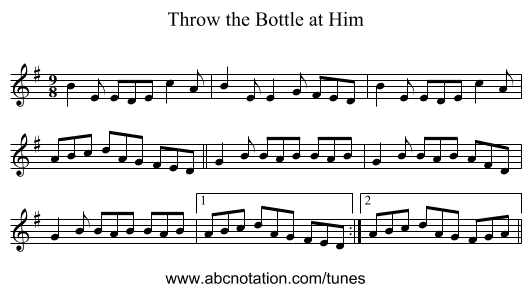 Throw the Bottle at Him - staff notation
