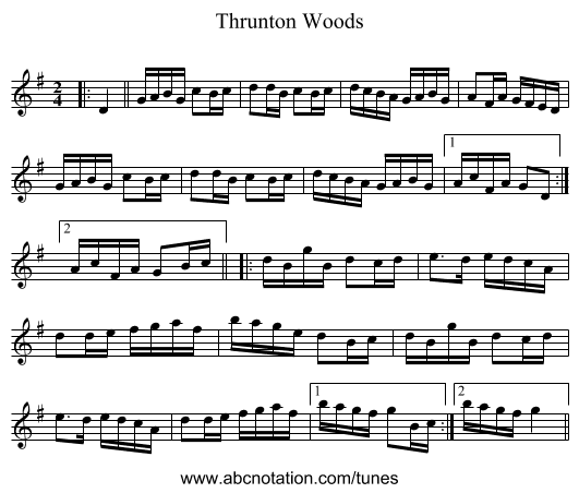 Thrunton Woods - staff notation