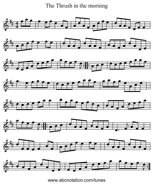 Thrush in the morning, The - staff notation