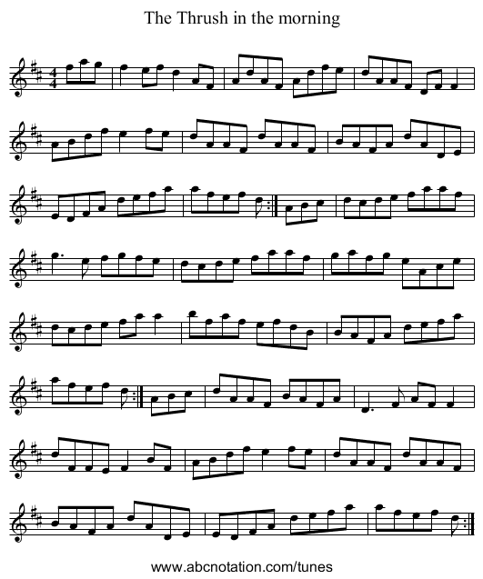 Thrush in the morning, The - staff notation