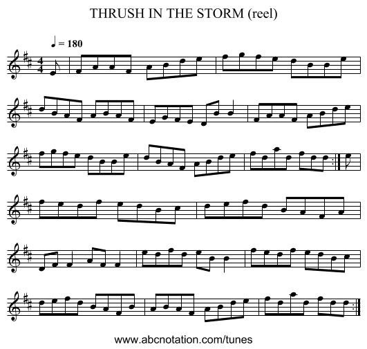 THRUSH IN THE STORM (reel) - staff notation