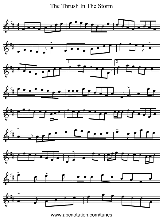 Thrush In The Storm, The - staff notation