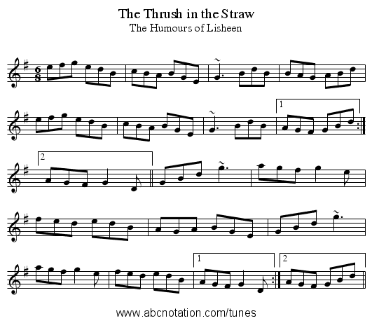 Thrush in the Straw, The - staff notation